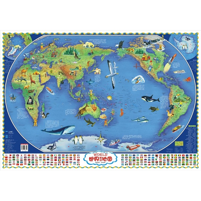 儿童房专用挂图世界知识地图对开内容简介